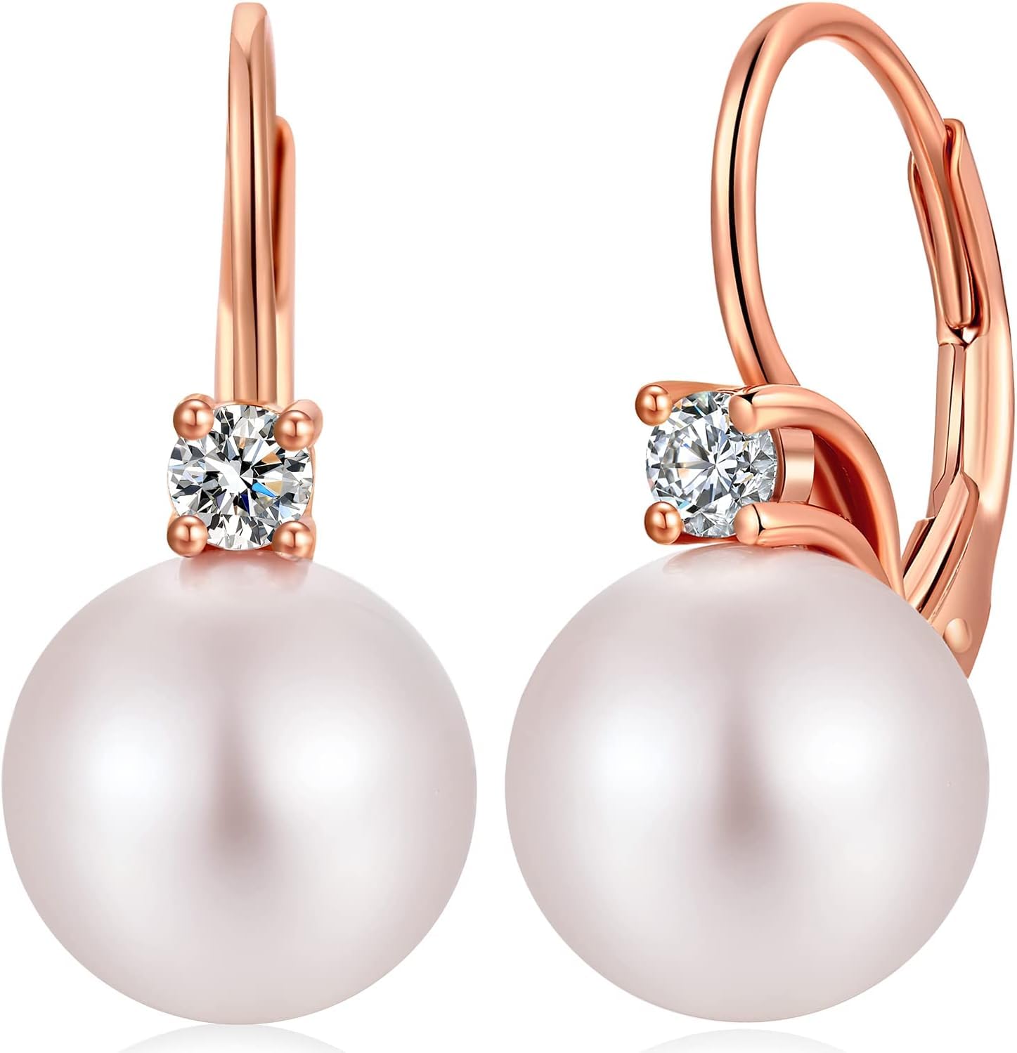 Jiahanzb Orecchini di Perle da Austria 10mm in Sterlina Argento 925 Anallergici Pendenti Orecchini i per Donna