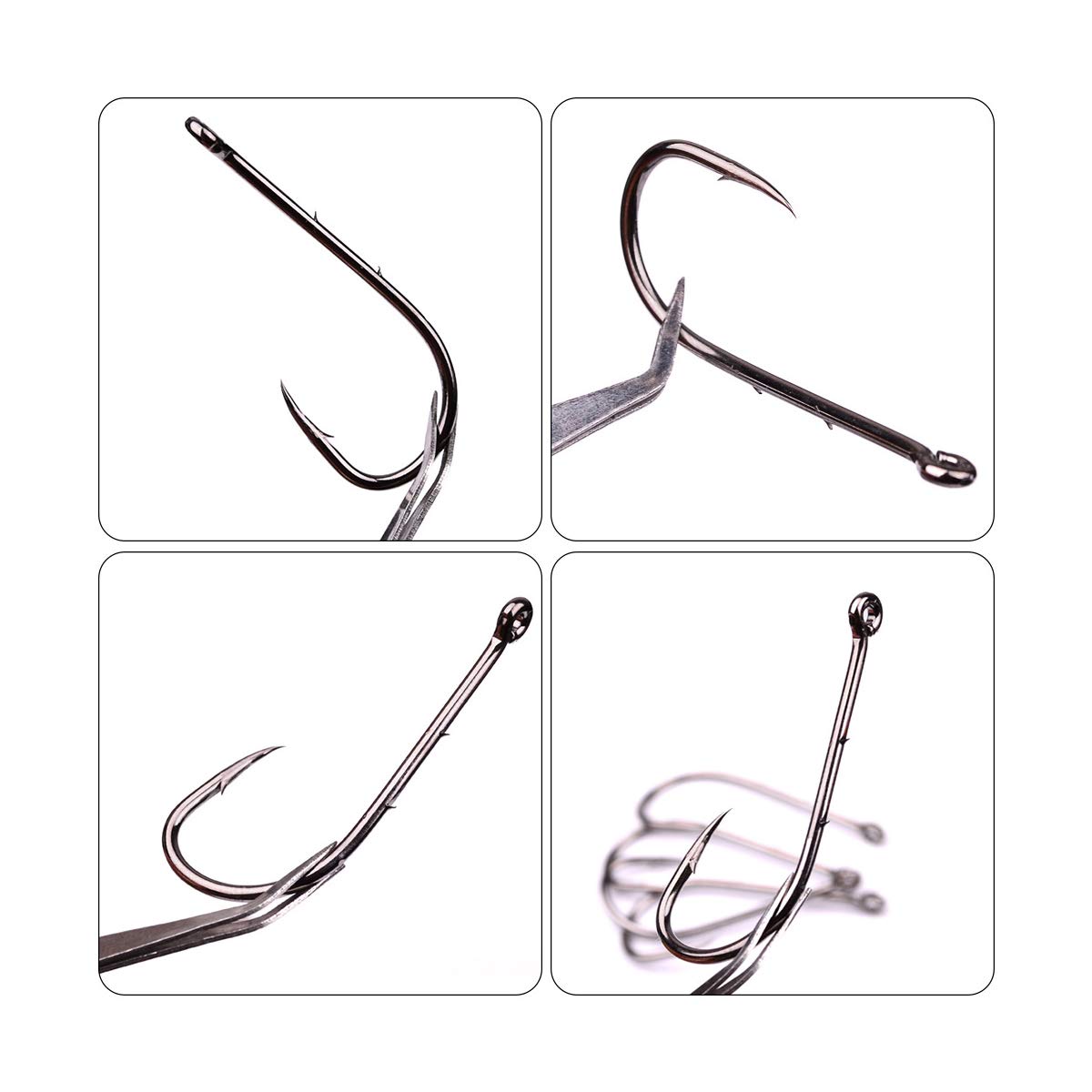 Baitholder Fishing Hooks,100pcs Barbed Shank Beak Long Shank Hooks High Carbon Steel Baith Holder Hook with 2 Barbs Bait Keep Jig Fish Hooks for Saltwater Freshwater Fishing (2#-100pcs) - Image 3