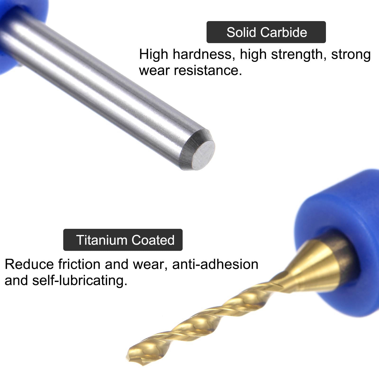 QUARKZMAN 10pz Punte per Trapano PCB 1/8" Gambo 1,4mm Set Mini Punte Trapano Micro Twist in Carburo Rivestito Titanio Strumento Perforazione Rotativa per Incisione CNC Gioielli Circuiti