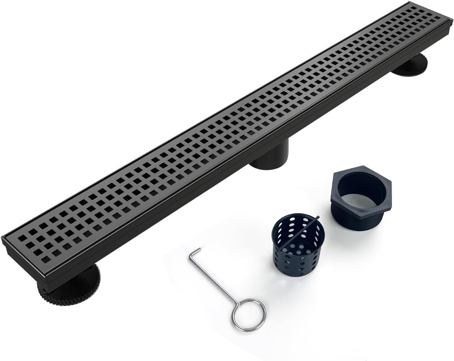 View 1 of [MISSING PARTS] Elefloom 18" Linear Shower Drain, Matte Black