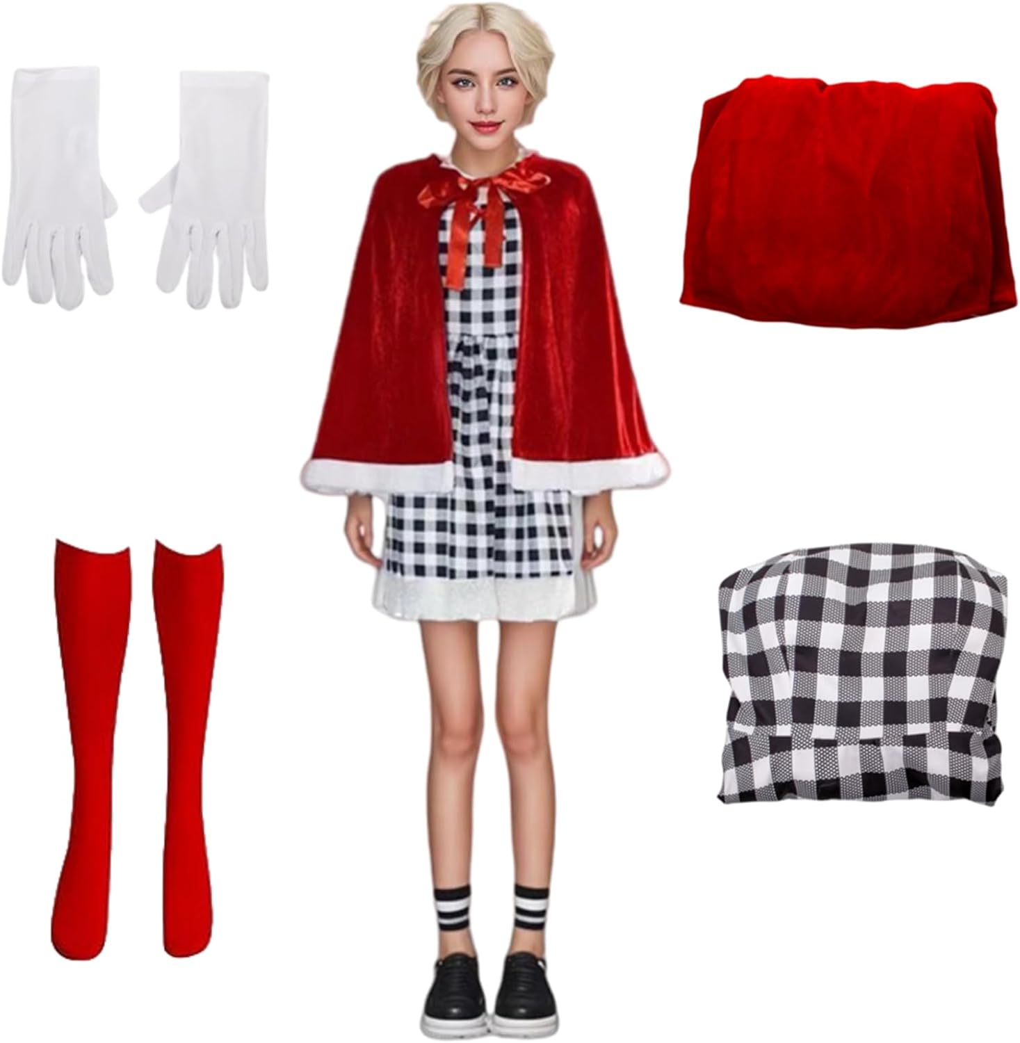 Cindy Lou Who Costume Adult Women Cindy Lou Who Dress with Wig Hooded Robe Christmas Cosplay Outfits