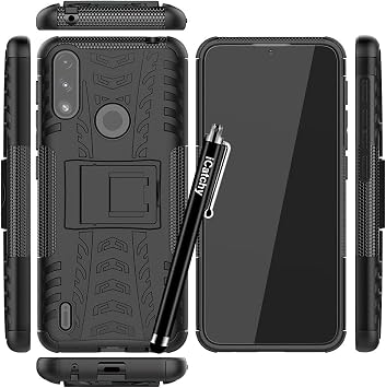 iCatchy For Motorola Moto E7i Power Case, Heavy Duty Hard Tough Dual Layer Hybrid Shockproof Cover compatible With Motorola Moto E7i Power Phone Case (Black)