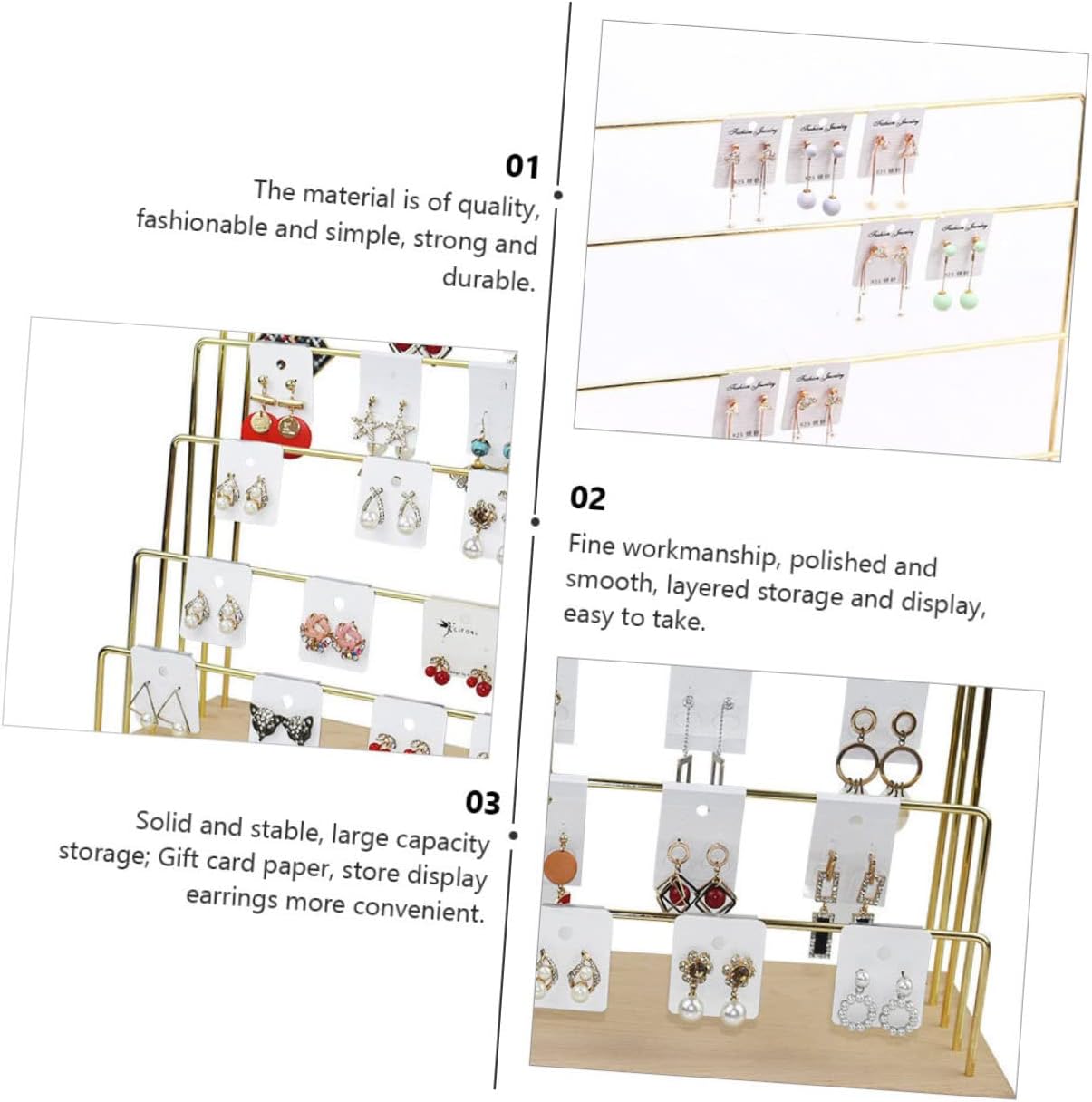 Wooden Earring Organizer Display Stand Elegant Ear Holder Card Inserts for Jewelry Storage Use