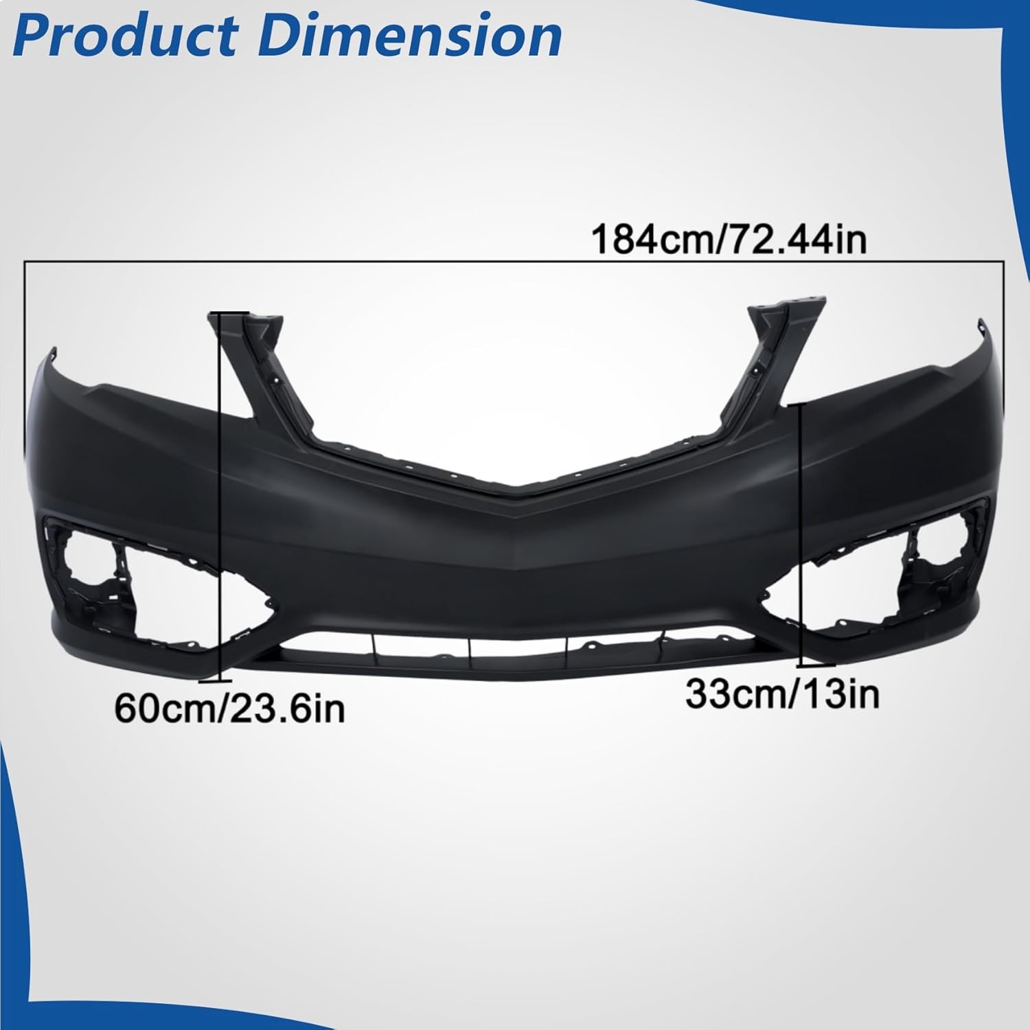 WFLNHB Plastic Front Bumper Cover Primed Without Tow Hook Holes Without Parking Sensor Holes Replacement for RDX 2016-2018 04711TX4A50ZZ