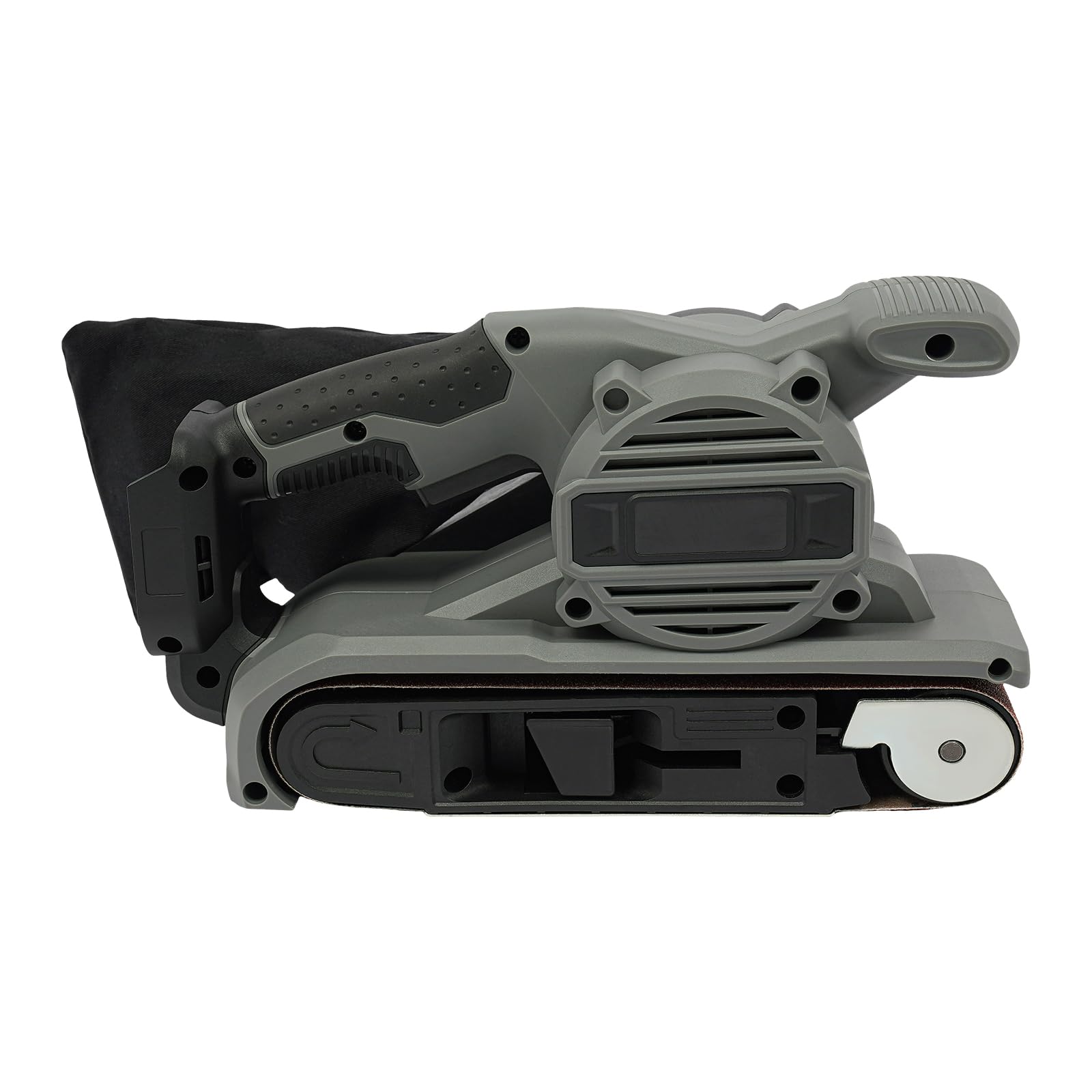 Lijadora de banda, 1200 W, sin escobillas, 6 niveles, 76 x 533 mm, para madera y metal | 180-300 m/min, bolsa para el polvo, asas ergonómicas, ABS resistente, para pulir y eliminar el óxido