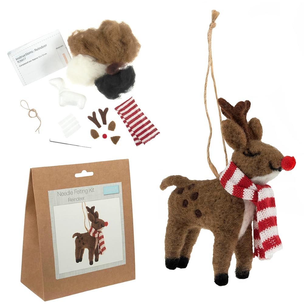 Crafty Capers Red Rudolph The Nosed Reindeer | Christmas Needle Felting Craft Kit