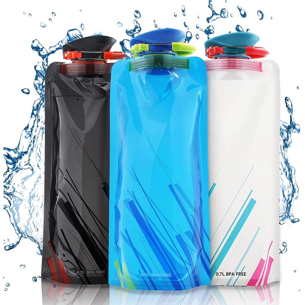 zibuyu ZIBUYU® 700ml Water Pouches Portable Water Bottles Sport Drinking Bottles Leaking Proof Soft Water Pouches with Quick Release Buckles Refillable Drinking Bottles for Running, Hiking, Workout, 3Pcs-picture-16