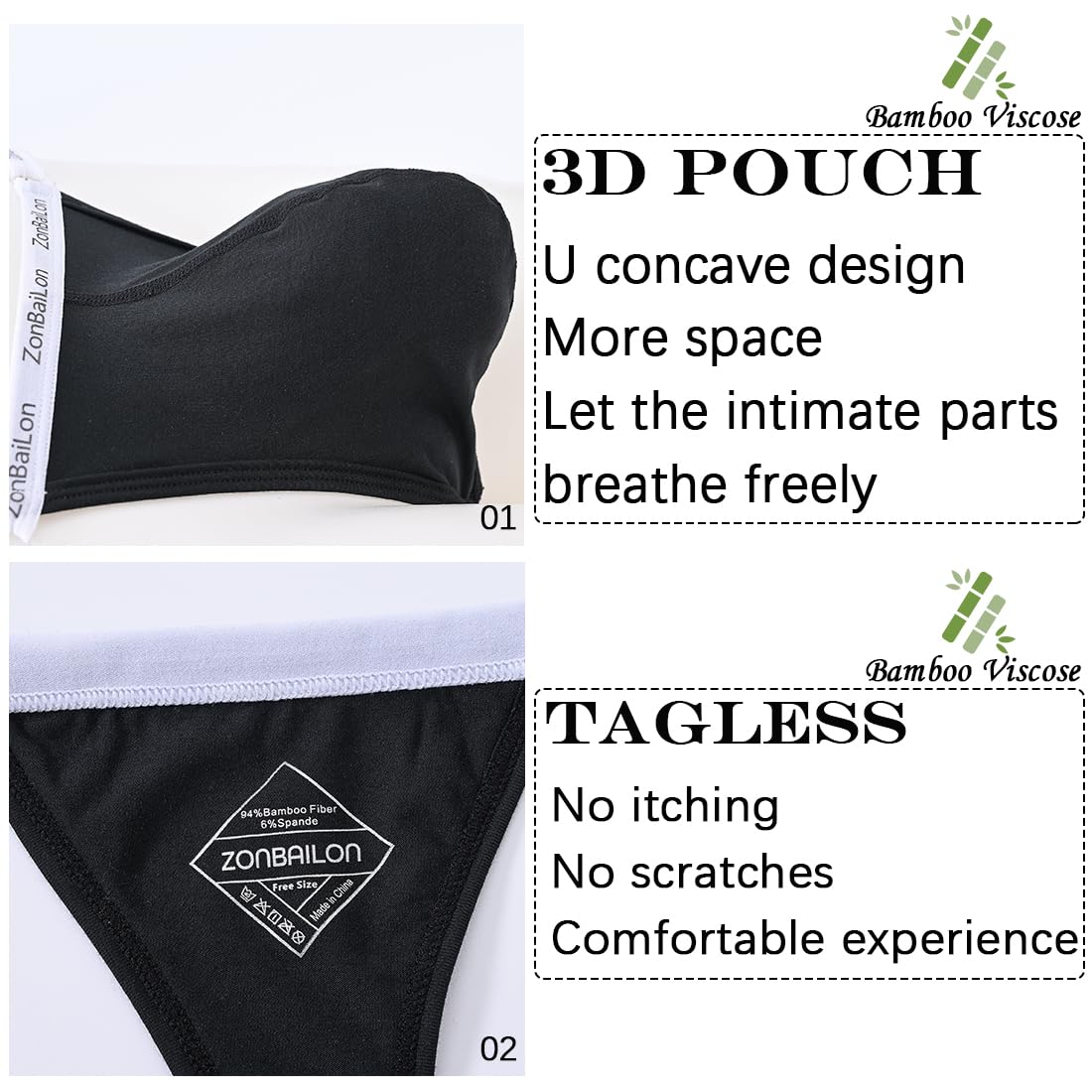 JINSHI Perizoma da uomo in viscosa di bambù regolabile in vita sexy T-back Tagless biancheria intima