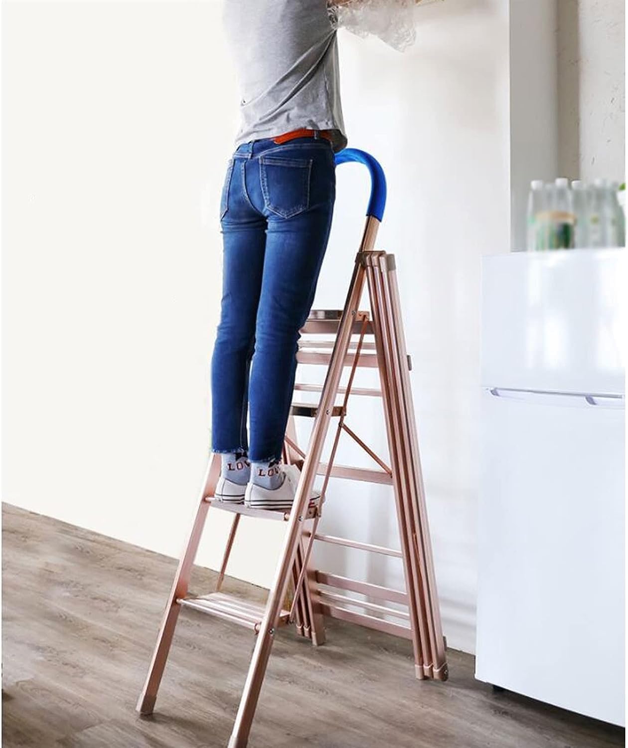 This Clothes Drying Rack Airers Aluminum Alloy Ladder Clothes Rack Floor Foldable Drying Laundry Easy Moveable,A