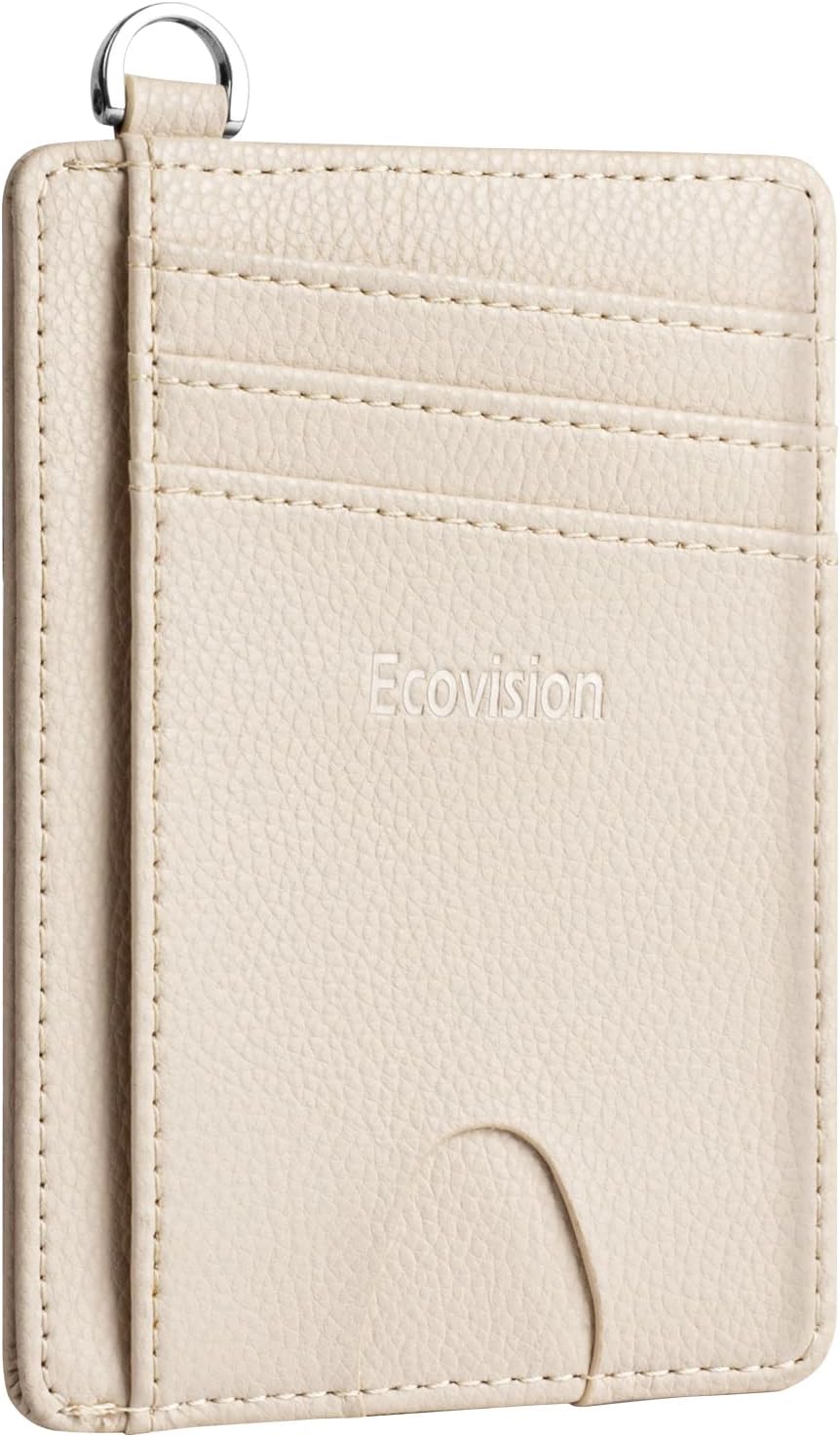 EcoVision Beige Unisex RFID Blocking Card Holder with Detachable D-Shackle (EV-CW-LC-BL)