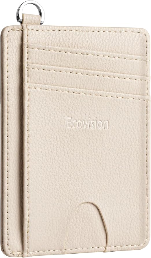 EcoVision Slim Minimalist Front Pocket Wallet, RFID Blocking Credit Card Holder Wallet with Detachable D-Shackle for Men Women