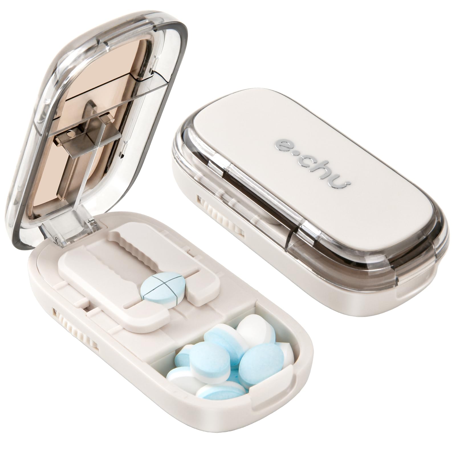 Tablet Divider, Pill Cutter, Pill Divider with Storage Compartment, Tablet Cutter for All Tablets, Pill Cutter, Portable Pill Cutter for Travel, Pet (White)-image-31
