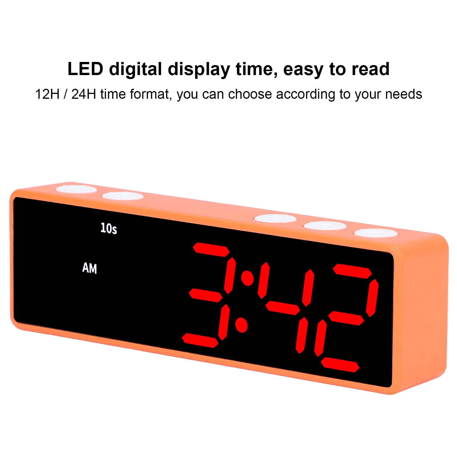 Atyhao Reloj Digital Reloj electrónico Botón magnético 5 Funciones 12H/24H con Cable USB para Gimnasio de Oficina Marco Naranja + Pantalla Azul y roja
