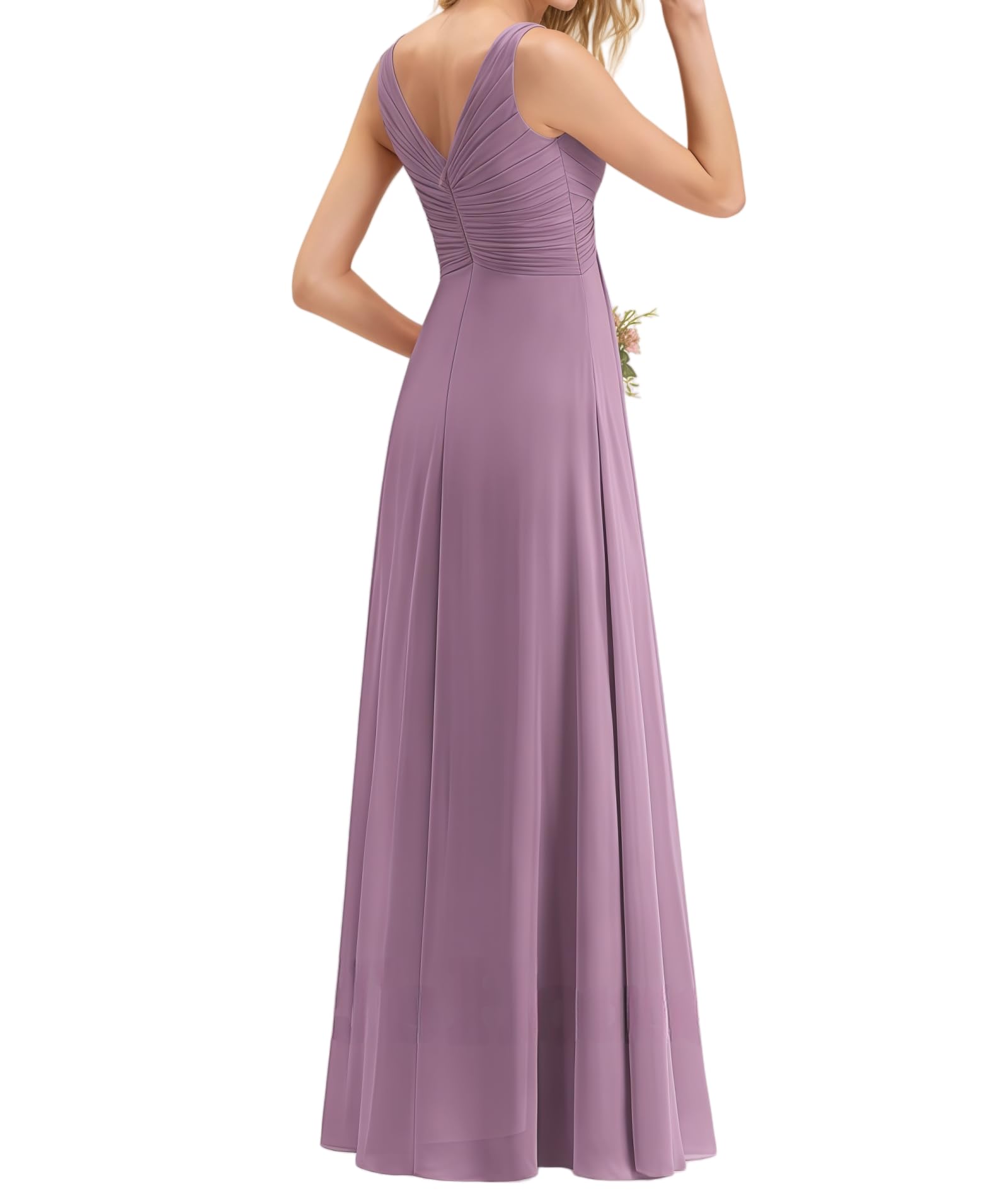 Damen Abendkleid V-Ausschnitt Brautjungfernkleid Elegant Lange Partykleider Hochzeitsgastkleid Abschlusskleid Ballkleid