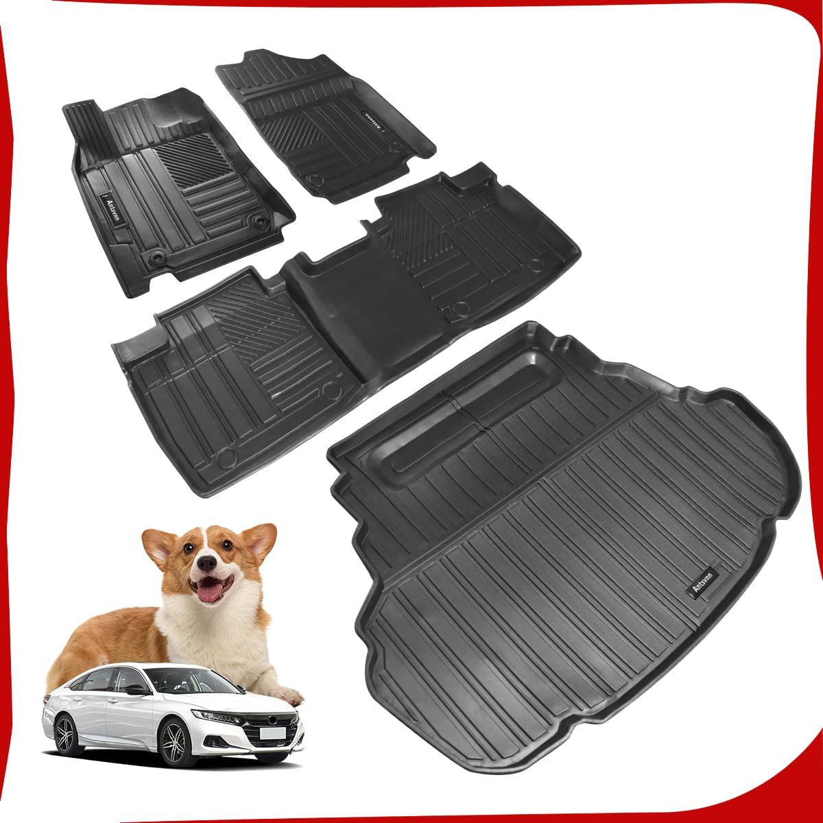 Antsvnn Floor Mats 2 Row and Cargo Liner Compatible with 2012-2017 Camry All Weather Rubber Floor Liners Black (FWD Only Models Only) (No Hybrid)