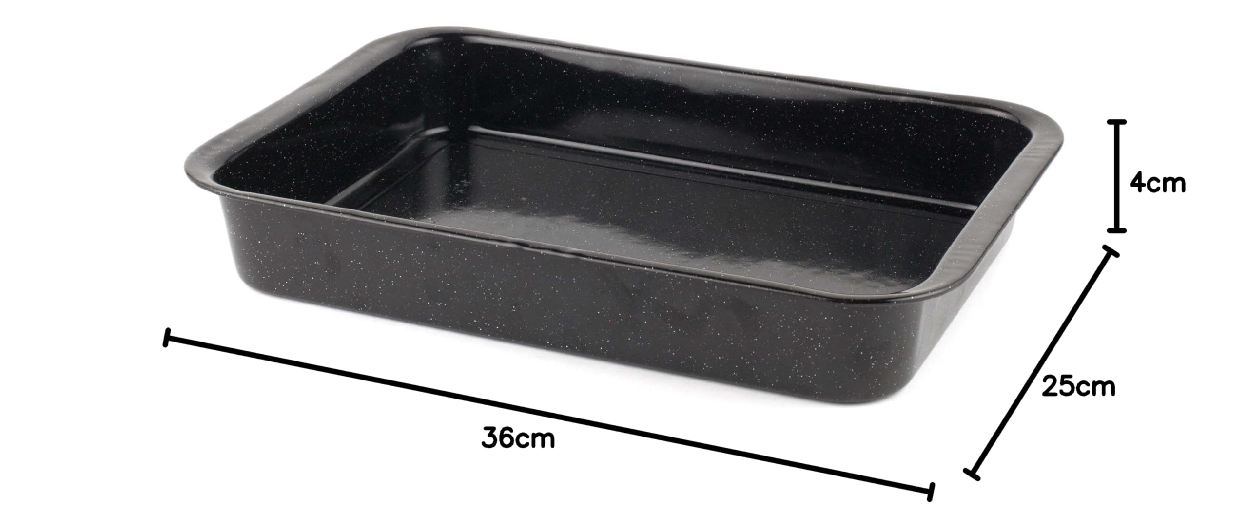 Russell Hobbs CW12611 Romano Vitreous Durable Enamel Roaster, 36 cm, Black, Dishwasher Safe, Rectangular Roasting Tin for Vegetables and Meat, Oven Safe Up To 230 Degrees, 36 x 25 x 4 cm