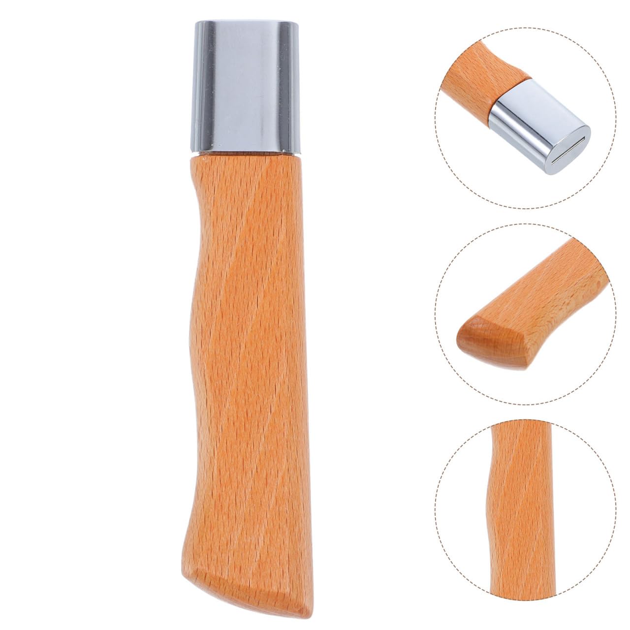 Mango de Madera de Haya para Cuchillo, Tirador Repuesto Ergonómico con Diseño de Pájaro Plateado, Accesorio Manual para Reparación y Fabricación de Cuchillería, Pequeño