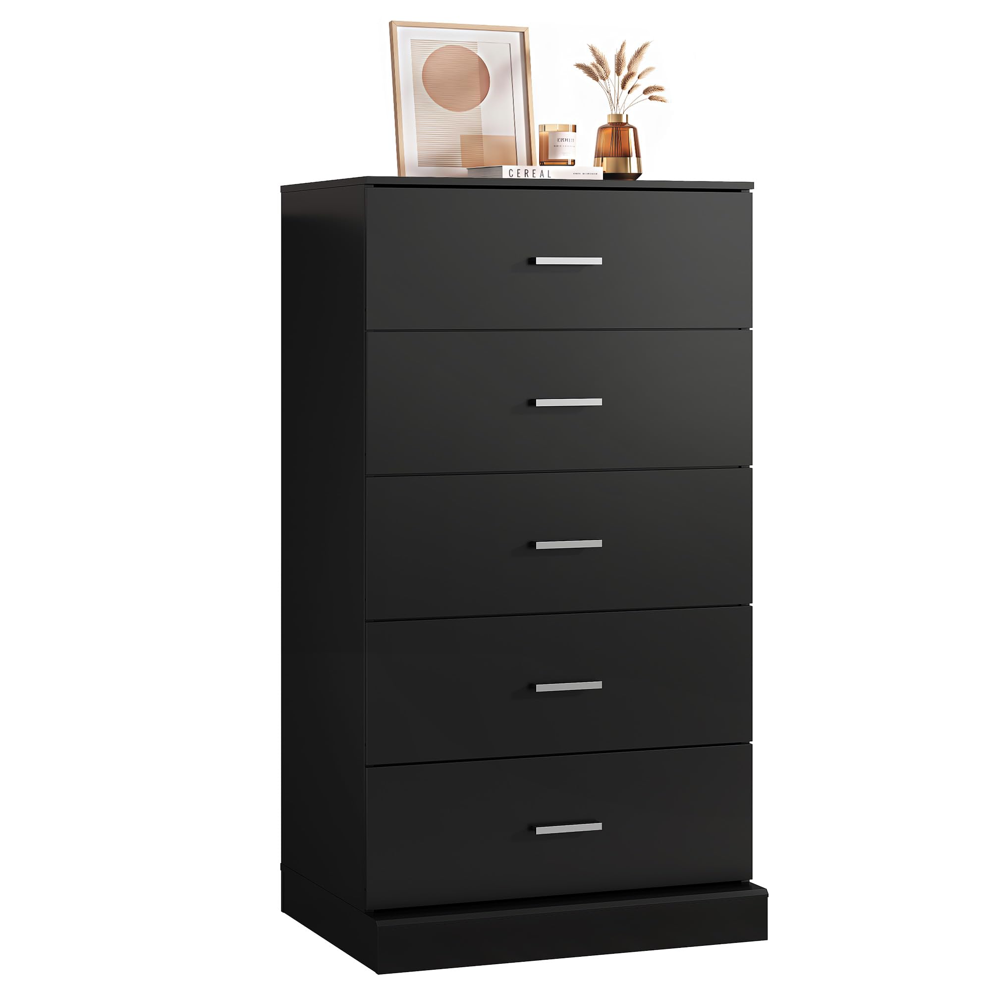 WLIVE 5 Drawer Black Dresser