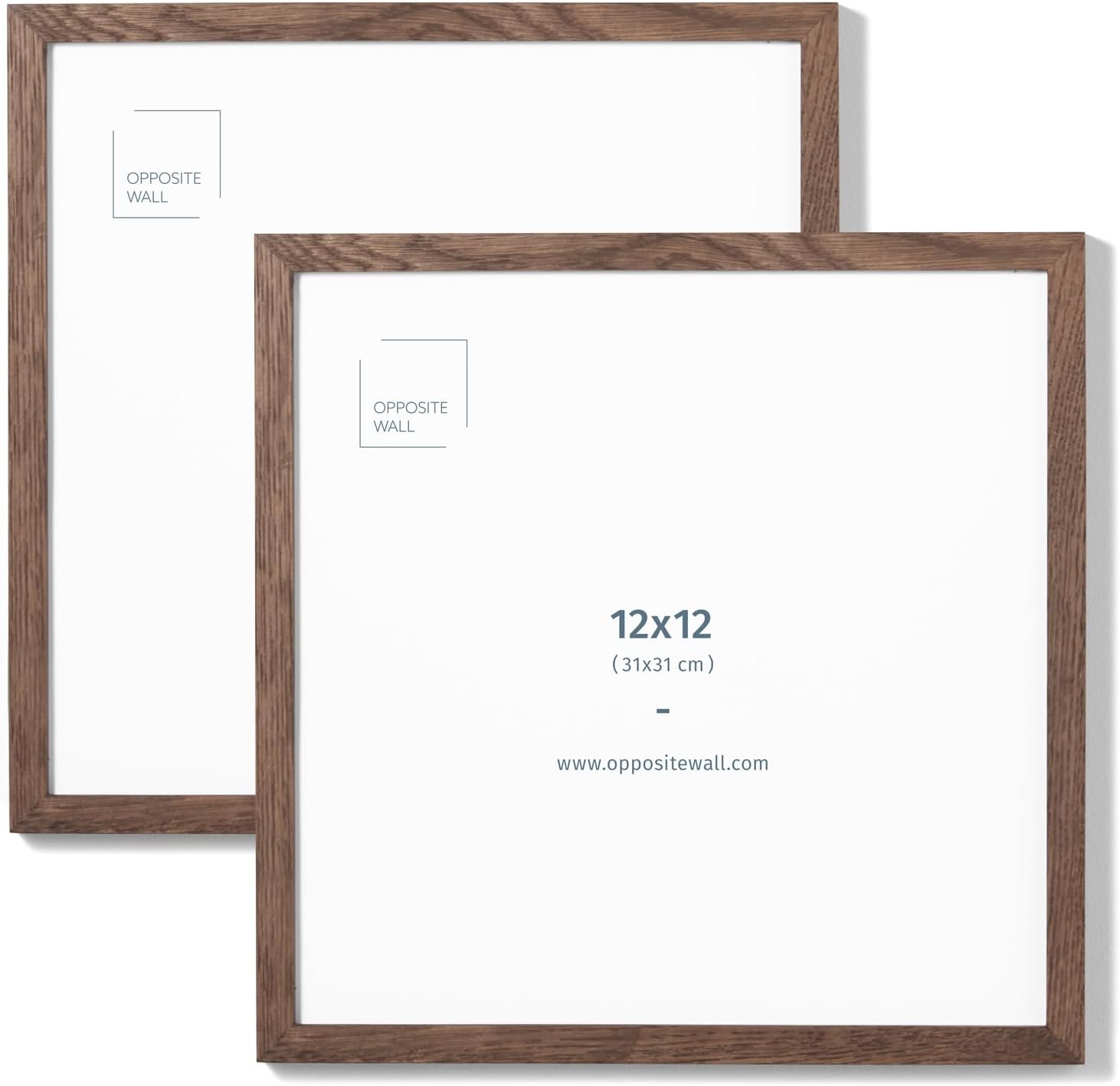Opposite Wall - 12x12 in - Dark Solid Oak Wood Picture Frame - Lightweight, Versatile & Shatterproof - Wall Hanging Poster or Photo Frame - Wall Decor for Office, Gallery & Home - 2 Pack