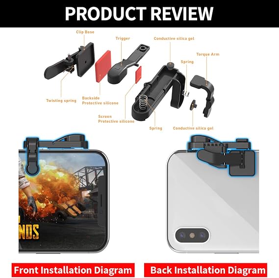 IFYOO Z108 Mobile Gaming Controller For PUBGG Mobile Wilderness Action CODM Professional Smartphone Shooting Game Controller, L1 R1, Trigger, Shooting Button, Compatible with iPhone/Android 2 Buttons