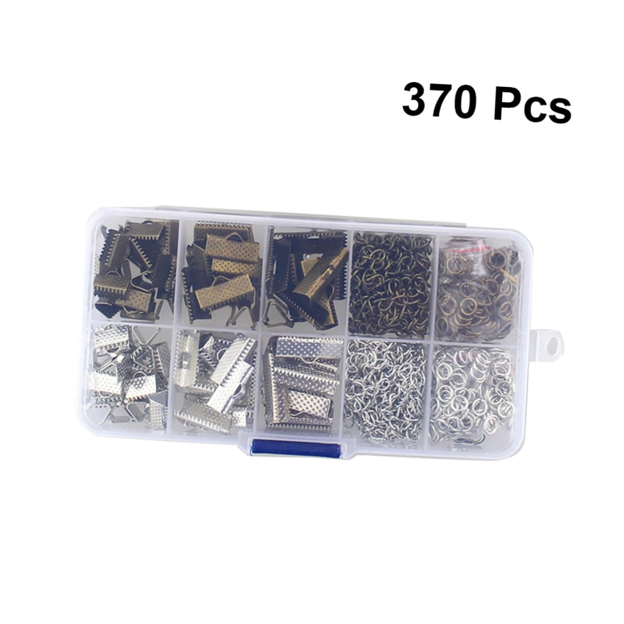 Lurrose 1110pezzi Chiusure Moschettone e Crimpare Per Braccialetti Antico Bronzo e Bianco k Accessori Per Fai Da Te Crimp End Clamps Per Collane e Bracciali Materiale Per Gioielli