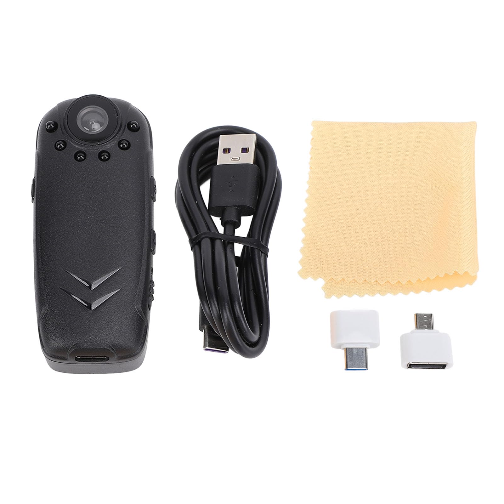 Videocámara Corporal con Clip Portátil, Visión Nocturna Portátil Versátil con Micrófono Incorporado, Gran Angular de 130 Grados para Montar (64GB)