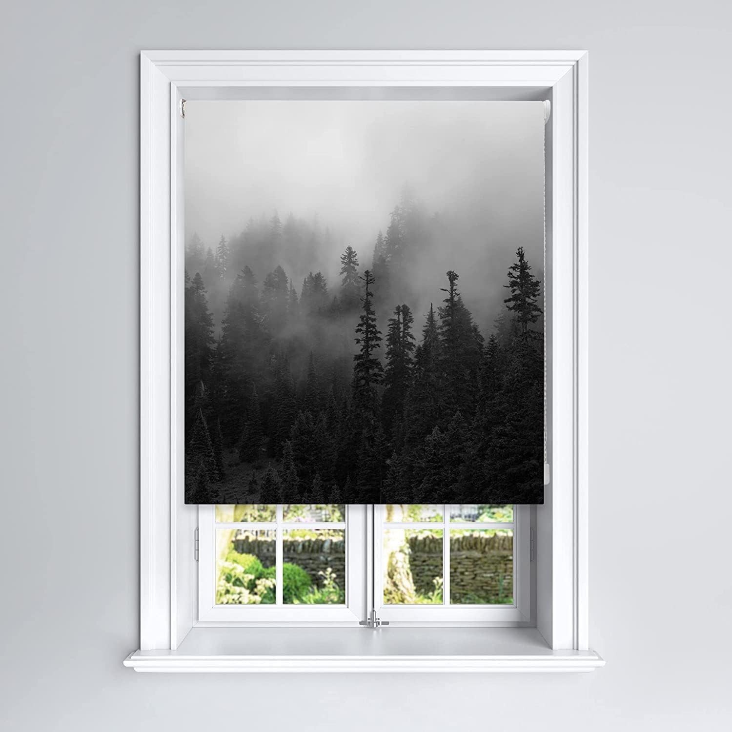 Lister Cartwright Misty Forest Design Blackout Roller Blinds Windows Child Safety Cut To Size Fitting Included Foggy Design Made to Measure, 120 x 140 cm