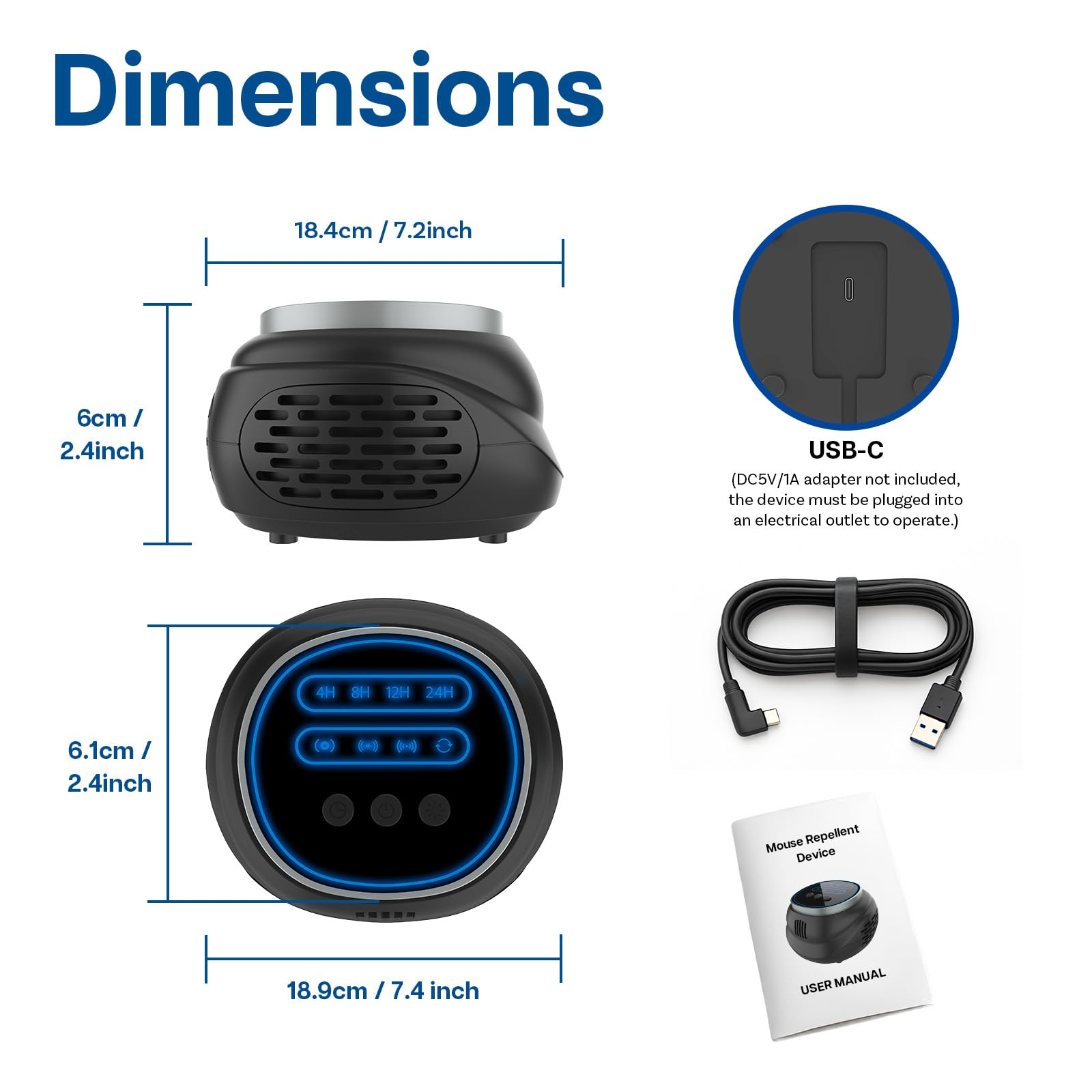 Répulsif Ultrasonique Contre Nuisibles par MMOBIEL – Plug-in Antiparasitaire Efficace pour Les Rongeurs, Souris, Rats, Araignée etc. – Répulsif Souris et Rats avec 4 Modes pour Maison, Cuisine, Garage