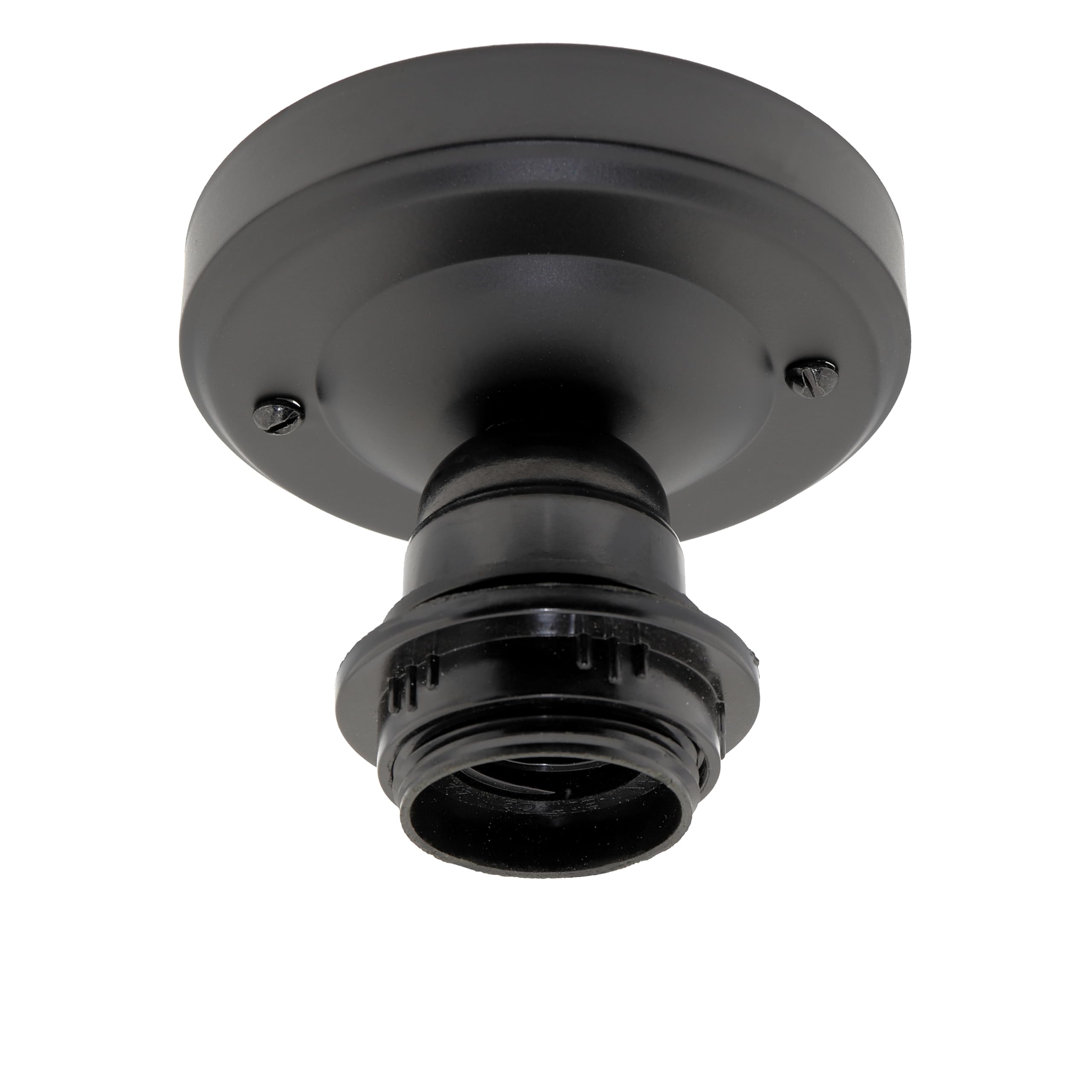 Deco Styled Metal Ceiling Rose with Bakelite E27 Bulb Fitting, Ready-Assembled Batten Lampholder, UK Made - Image 2