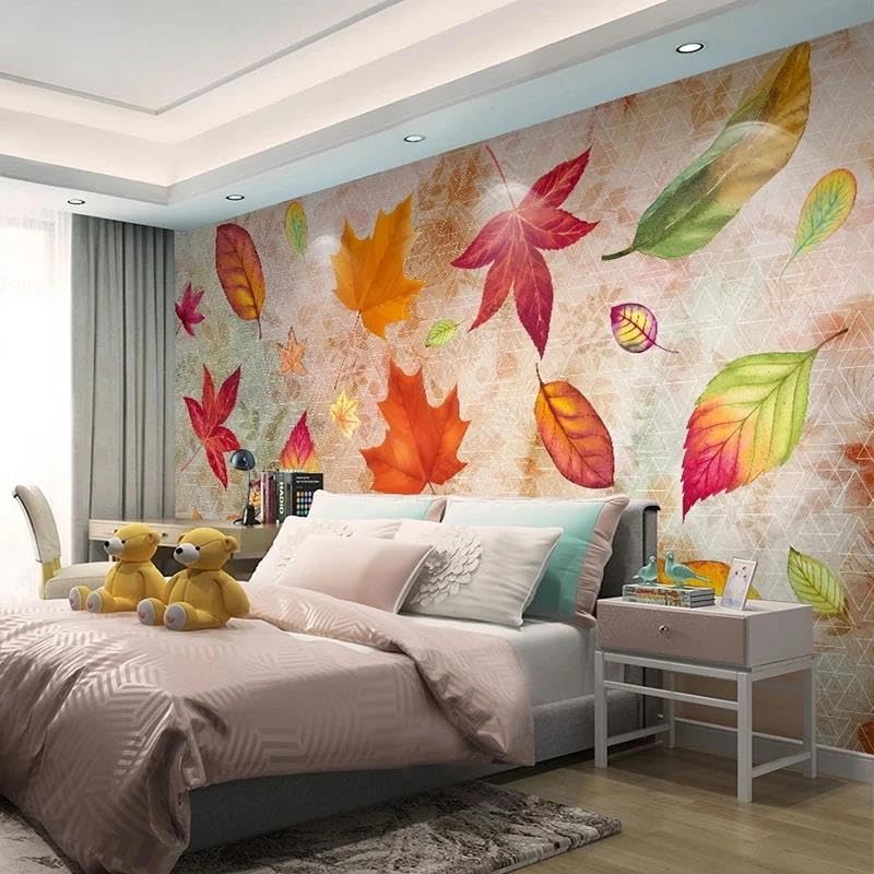 Papier peint 3d feuilles colorées salon décoration murale chambre intissé