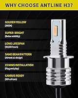 Vista 7 de Antline Bombilla LED H3 súper brillante, versión 3570 CSP-Chips LED antiniebla, repuesto DRL (paquete de 2)