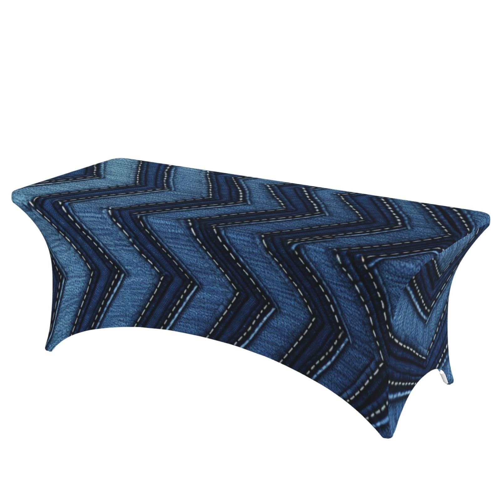 Nappe de banquet ajustée anti-pli denim bleu dégradé extensible