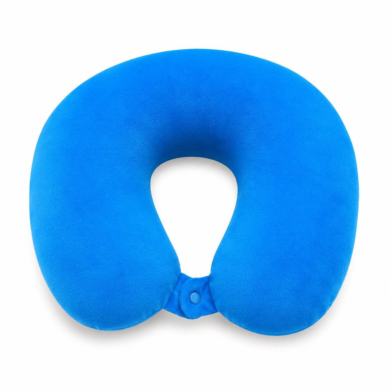 Travel Neck Pillow Memory Foam U-Shape with Velvet Cover, Blue | 360° Neck Support, Lightweight & Portable, Breathable Fabric, Metal Button Closure, Flight, Car & Office-image-45