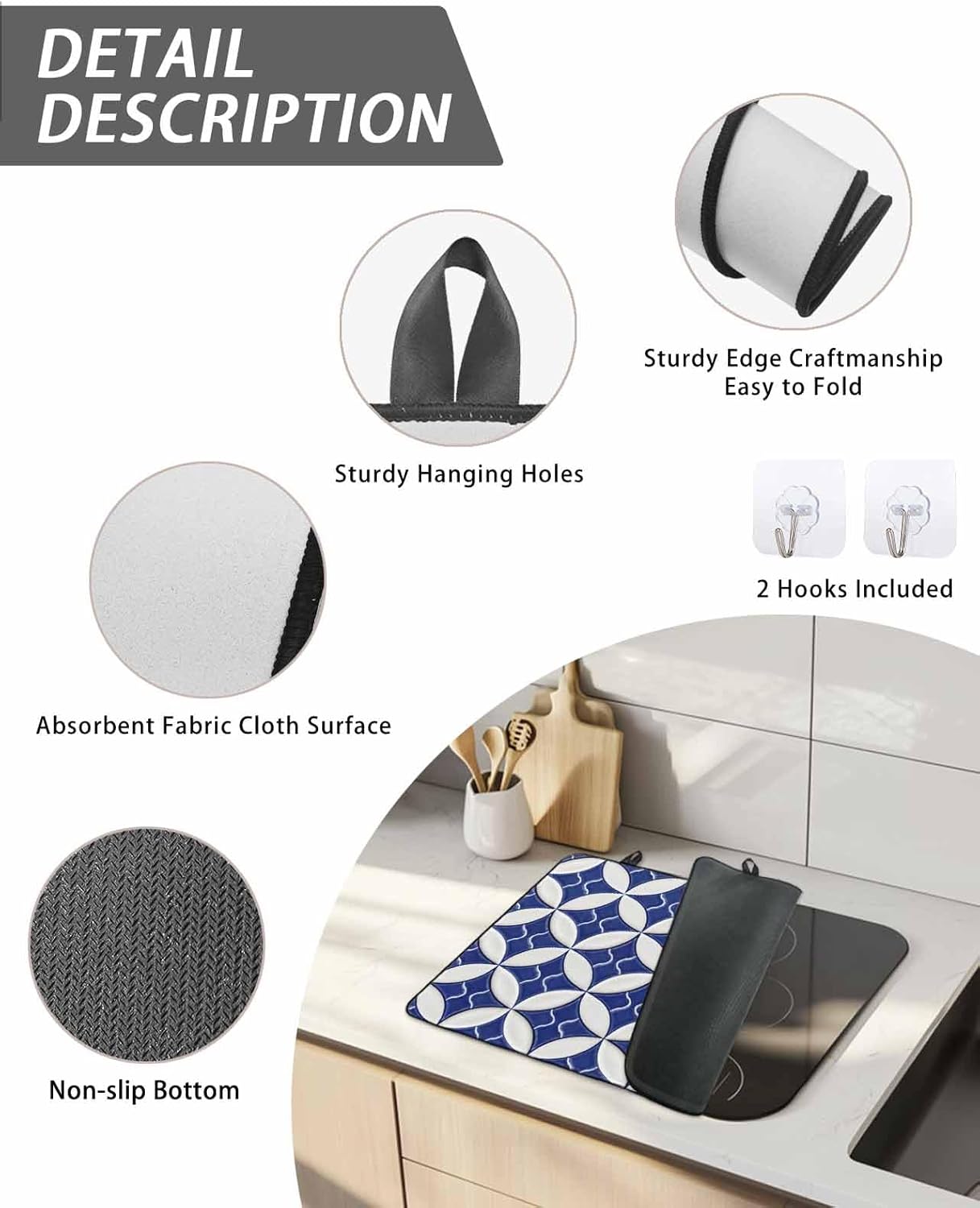 Stove Top Cover Navy Blue Geometric Stove Cover for Electric Stove Top Modern Circle Lines Glass Cooktop Covers Anti-Slip Mat Heat Resistant Countertop Protector Kitchen Decor 31"x24"