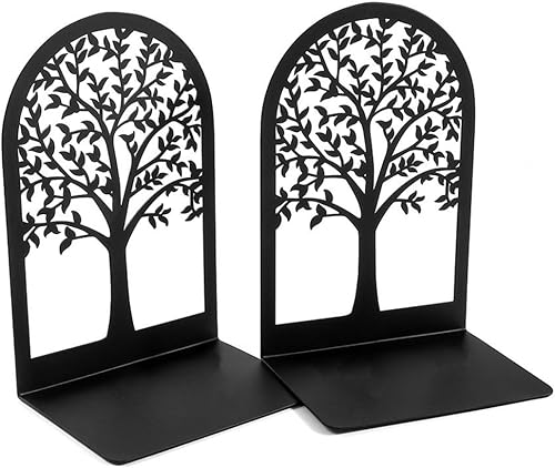 Sujetalibros de metal resistente, extremos de libro de árbol, tapón abstracto para libros de cocina, soportes antideslizantes de arte abstracto