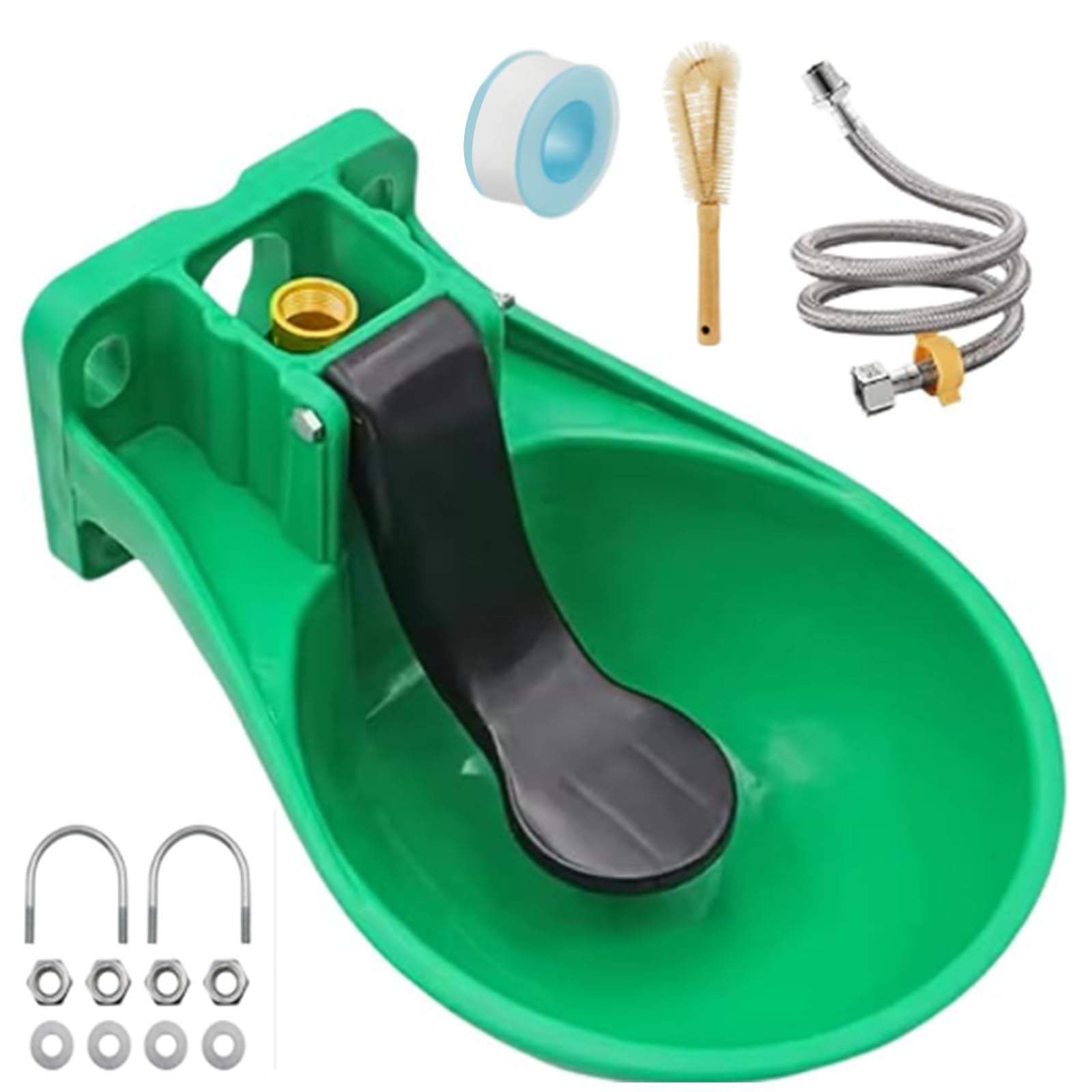 Tränkebecken Pferd, Pferdetränke mit Druckzunge, Schlauchadapter, Bürste, Rohmaterialband, Montagezubehör, Viehtränke Pferd, Automatische Wasserversorgung Tränkewanne Rinder für Rinder Esel und Pferde