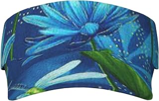 Evealyn Blue Dragonfly and Lotus Printed Sun Visor Hat Empty Top Sun Hat Adjustable Sports Sun Caps Baseball Caps for Women and Men