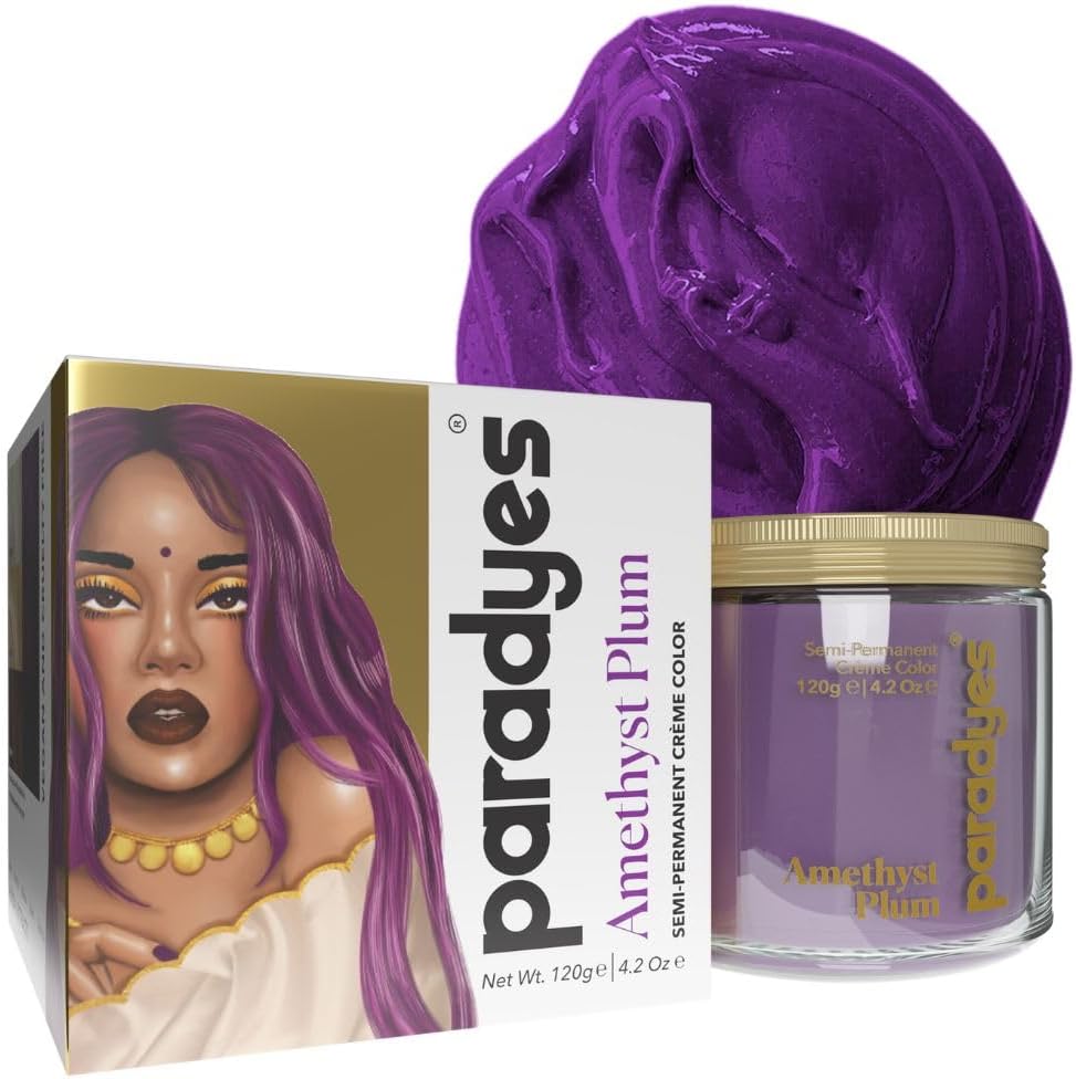 Paradyes Semi-Permanent Amethyst Plum Hair Colour | Conditioner-Based DIY Colour | For Colour Refresh | Best on Pre-Lightened Hair | 120g