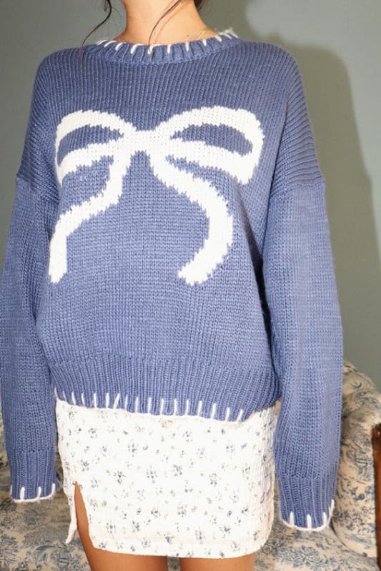 Women Y2K Graphic Sweater Top Long Sleeve Knit Print Pullover Oversized Loose Aesthetic Fall Sweatshirt2