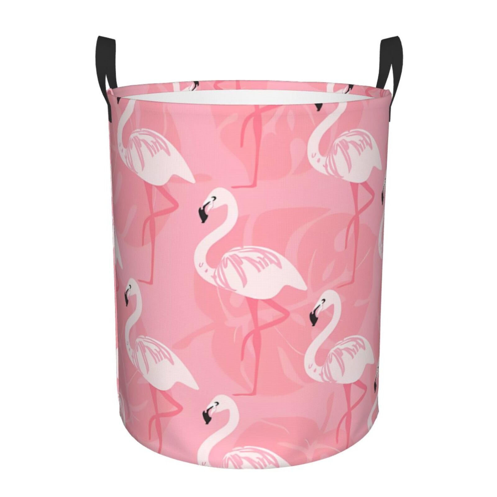 M Circular Hamper Summer Flamingo Palm Leaves Print for Dirty Clothes