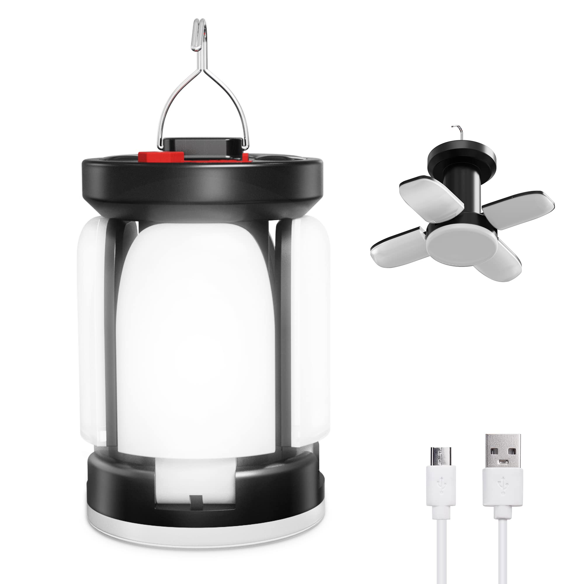 WOLFWILL Camping Lights Rechargeable,Solar Camping Lantern Foldable Rechargeable Camping Lantern-6 Modes of Light Portable LED Tent Lamp for Camping/Emergency/Fishing Hiking
