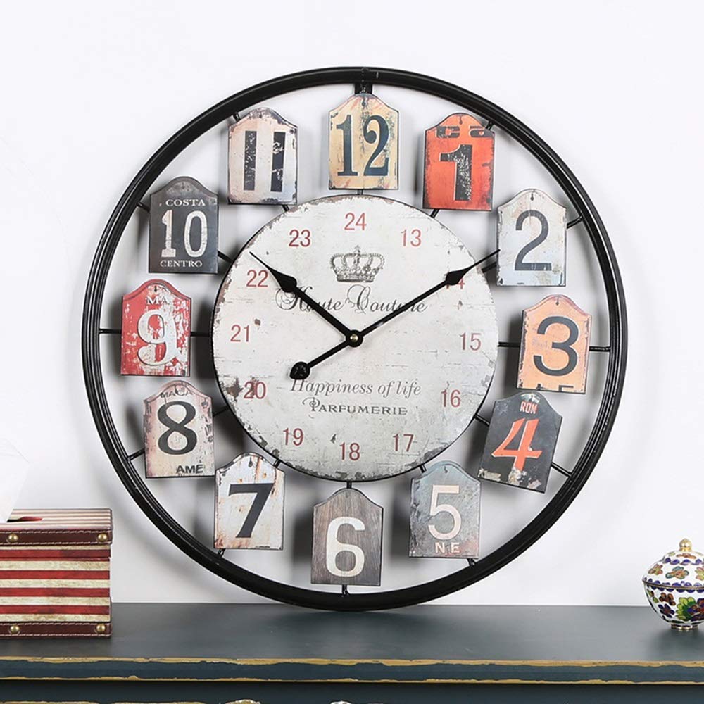 Horloge murale créatif et minimaliste de 50cm en métal noir pour décoration de maison