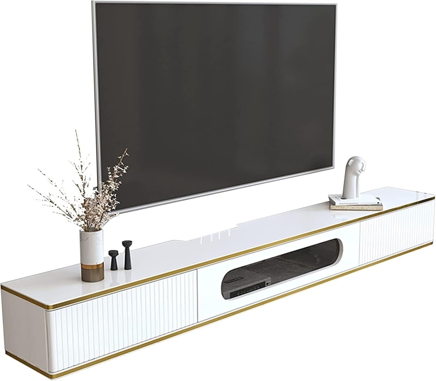 Wall Mounted TV Stand Floating Media Console Storage Shelf for