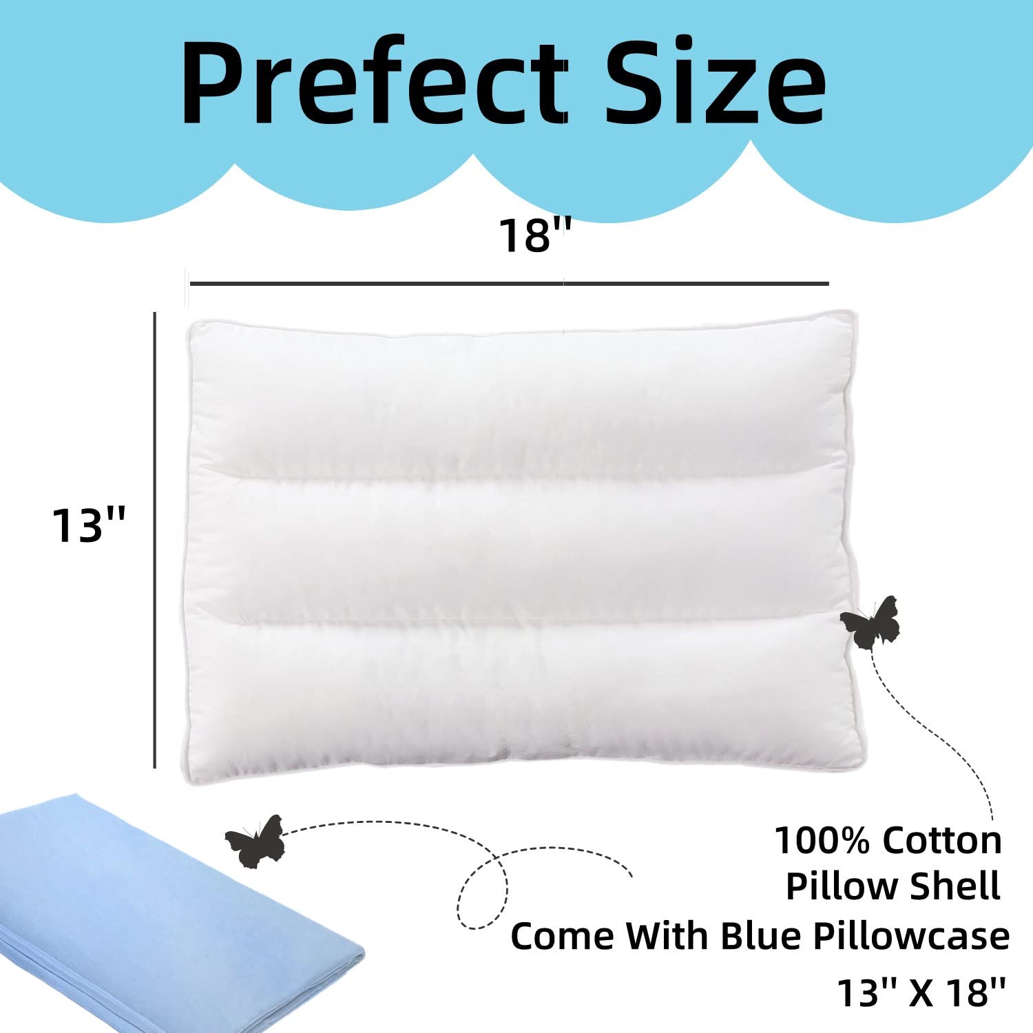 Aisawate Toddler First Pillow, Ergonomic Sleep Neck Support for Boys Girls, Three-Dimensional Head Cushion With Pillowcase - Image 3
