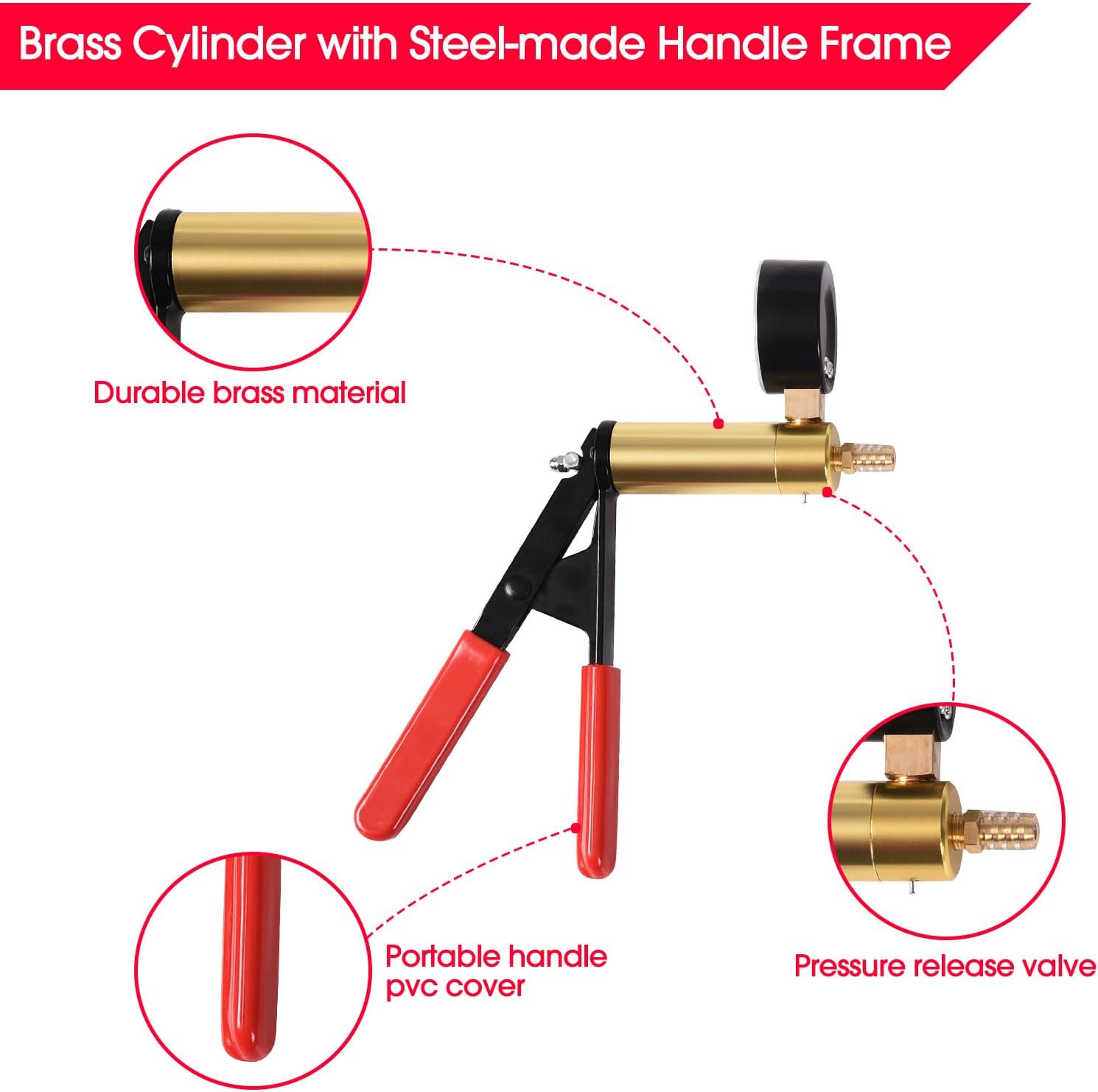 DHA Hand Held Vacuum Pressure Pump Tester Brake Fluid Bleeder Kit, Vacuum Pump Pressure Tester Brake Bleeding Kit for Car Motorcycle One Man