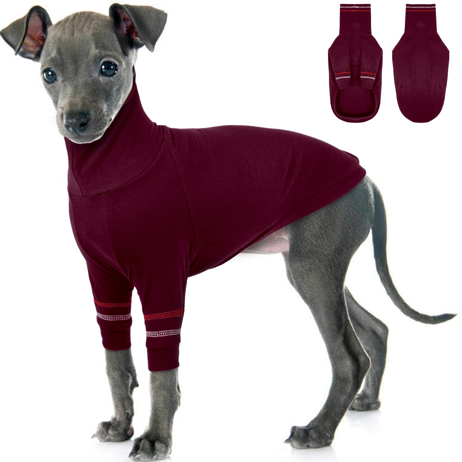 Chandail de lévrier pour chien, manteau italien pour lévrier de petite taille, whippet – Chandail à col roulé en tricot extensible – Vêtements thermiques pour lévrier lévrier – Combinaison pour