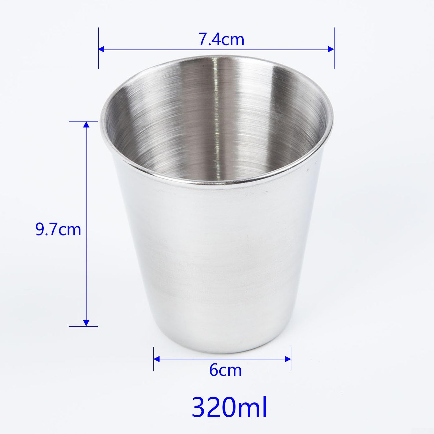 Lot de 10 gobelets réutilisables en acier inoxydable, 30/180/320 ml, pour le camping, la randonnée, l'extérieur, les activités intérieures - 320 ml
