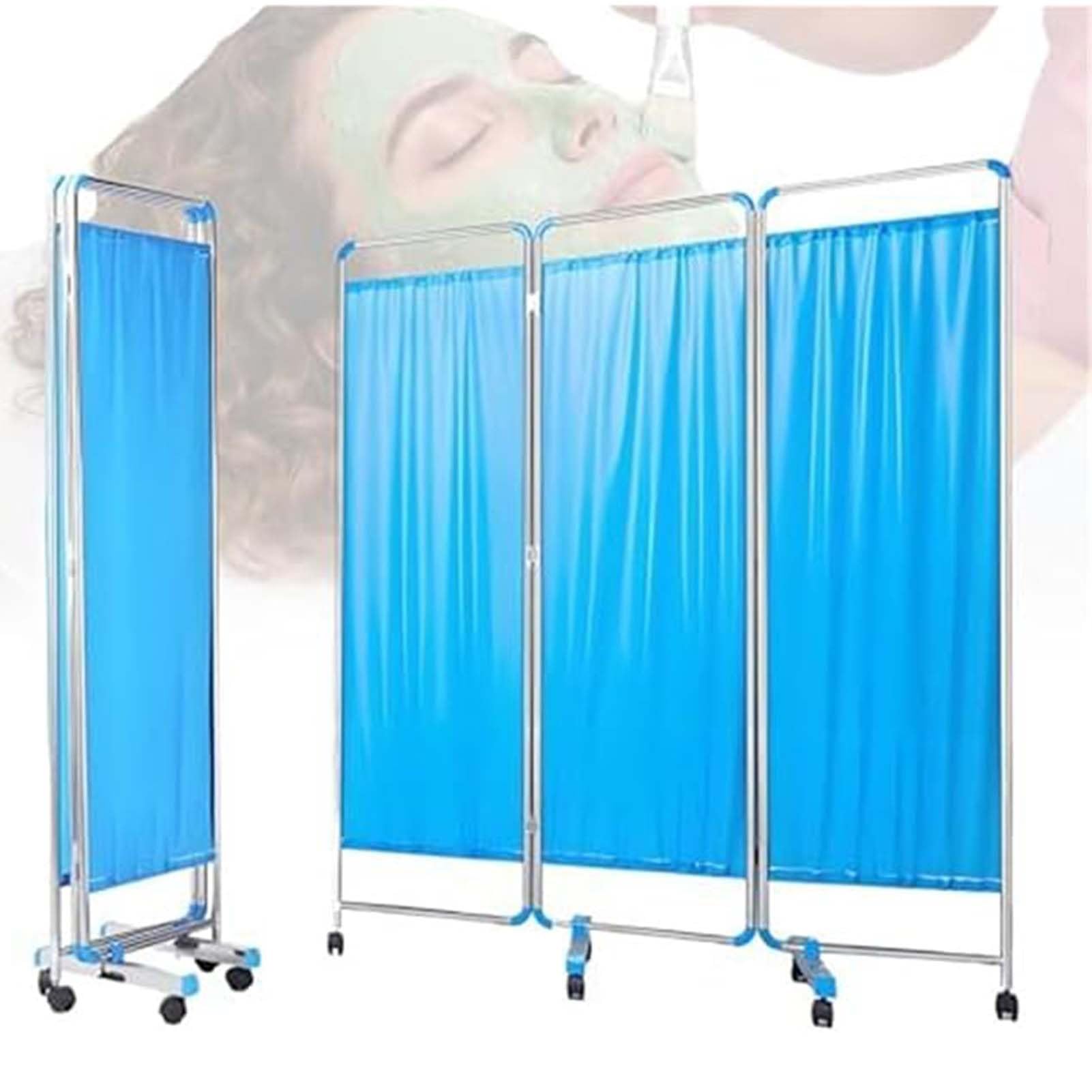 Schermo Divisorio Medico Portatile Pieghevole Con Ruote - Parete Divisoria Mobile, Divisorio Temporaneo Pieghevole Per Cliniche, Ospedali, Uffici, Uso Professionale(3-Panel)