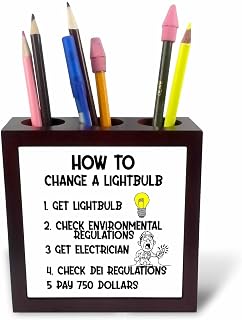 3dRose Funny How to Change a Lightbulb Satire 5 inch tile pen holder
