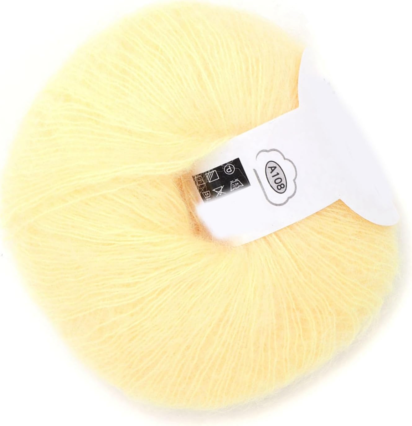 Wool Yarn, Multi Color Soft Mohair Fiber Long Angora Wool Hand Knitting Yarn Roving Per Thread Weight 26g for Weave Scarves (Light Yellow)